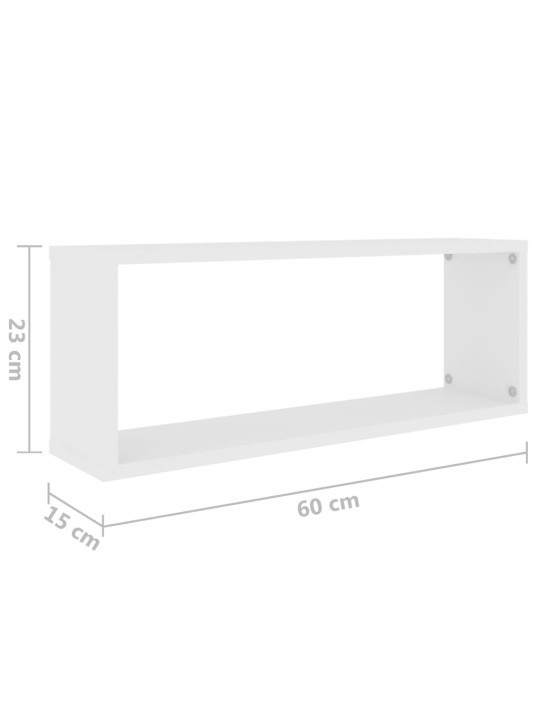 Kuba formas sienas plaukti, 4 gab., balti, 60x15x23 cm