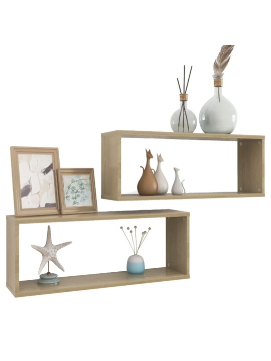 Kuba formas sienas plaukti, 2 gab., ozolkoka, 60x15x23 cm