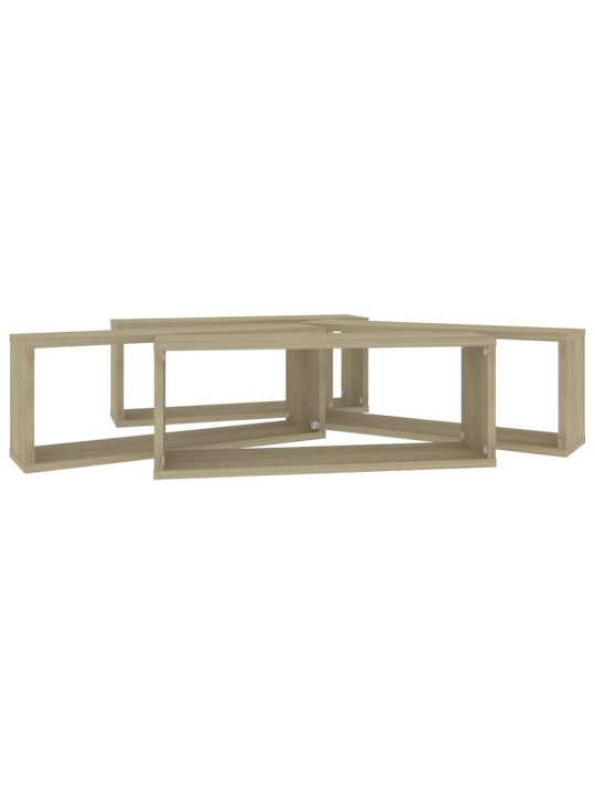 Kuba formas sienas plaukti, 4 gab., ozolkoka, 60x15x23 cm