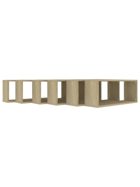 Kuba formas sienas plaukti, 6 gab., ozolkoka, 60x15x23 cm
