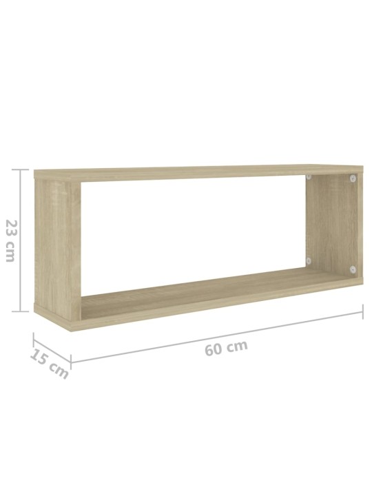 Kuba formas sienas plaukti, 6 gab., ozolkoka, 60x15x23 cm