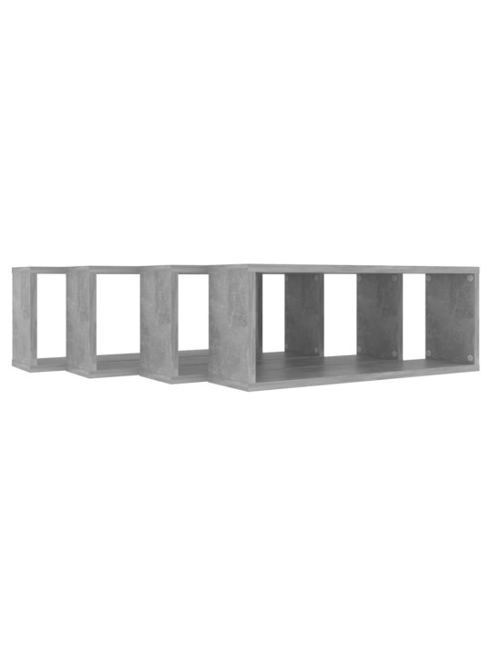 Kuba formas sienas plaukti, 4 gab., betonpelēki, 60x15x23 cm