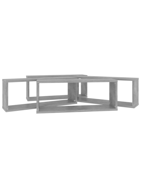 Kuba formas sienas plaukti, 4 gab., betonpelēki, 60x15x23 cm