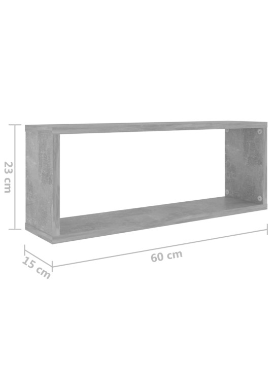Kuba formas sienas plaukti, 6 gab., betonpelēki, 60x15x23 cm