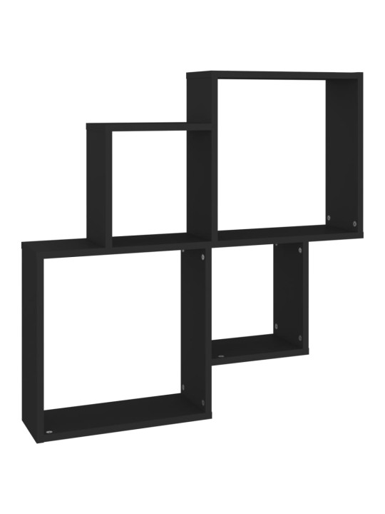 Kuba formas sienas plaukts, melns, 80x15x78,5 cm