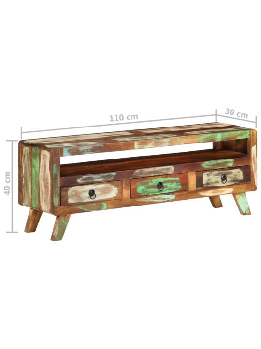 Tv skapītis, daudzkrāsains, 110x30x40 cm, pārstrādāts masīvkoks