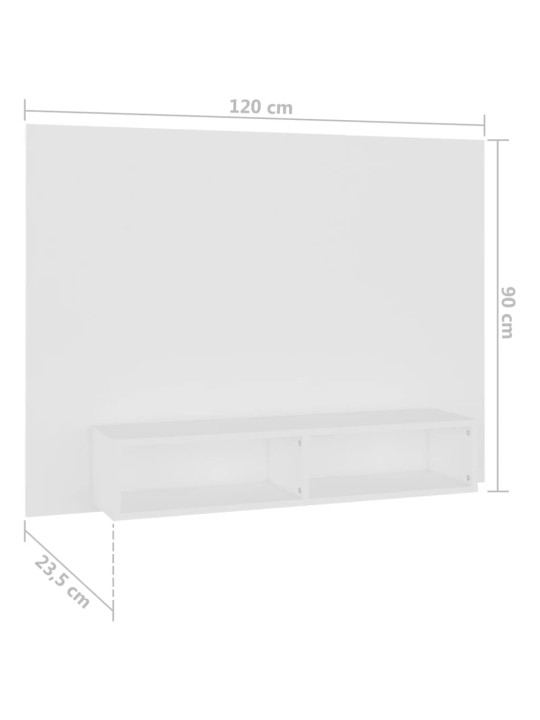 Sienas tv plaukts, balts, 120x23,5x90 cm, inženierijas koks