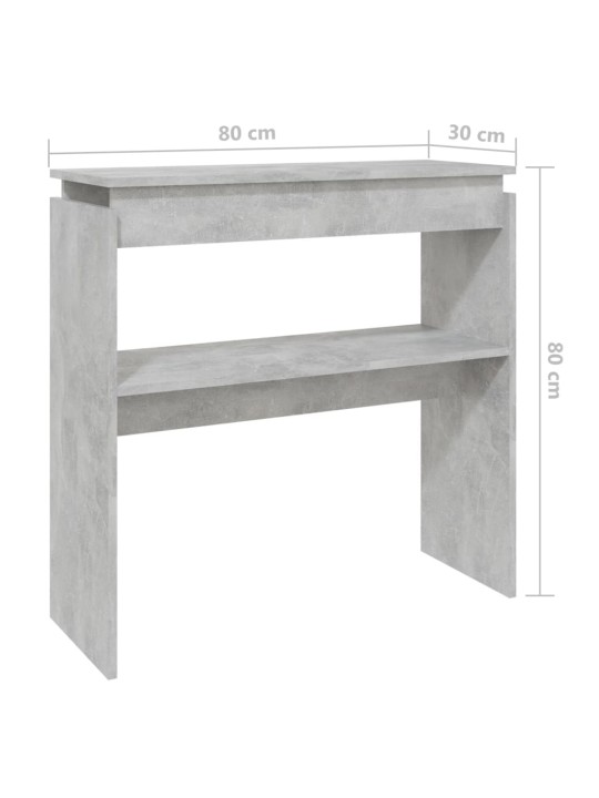 Konsoles galdiņš, betonpelēks, 80x30x80 cm, inženierijas koks