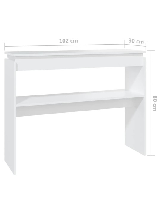 Konsoles galdiņš, balts, 102x30x80 cm, inženierijas koks