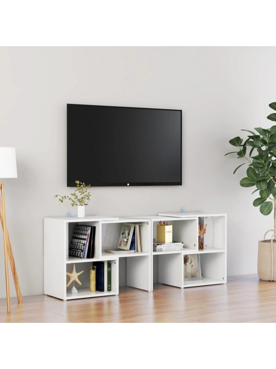 Tv plaukts, 104x30x52 cm, spīdīgi balts, inženierijas koks