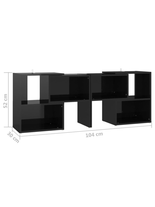 Tv plaukts, 104x30x52 cm, spīdīgi melns, inženierijas koks