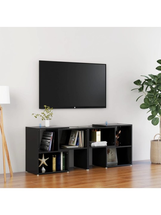 Tv plaukts, 104x30x52 cm, spīdīgi melns, inženierijas koks