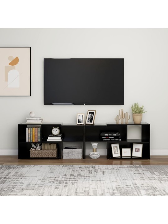 Tv plaukts, melns, 149x30x52 cm, inženierijas koks