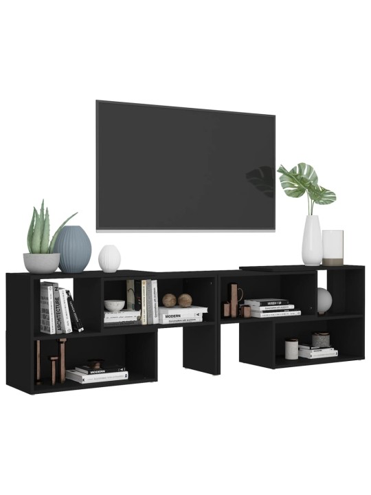 Tv plaukts, melns, 149x30x52 cm, inženierijas koks