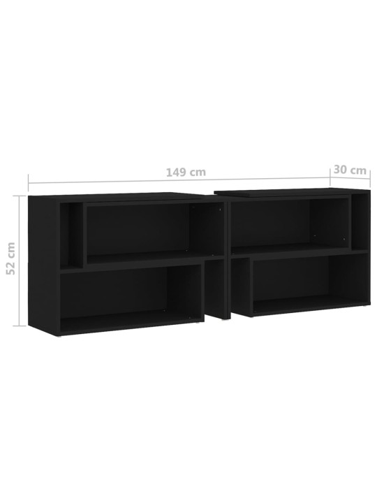 Tv plaukts, melns, 149x30x52 cm, inženierijas koks