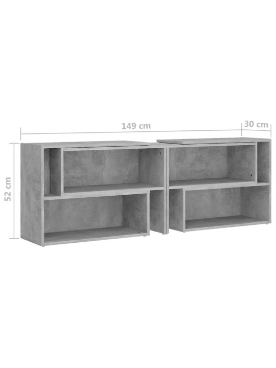 Tv plaukts, betona pelēks, 149x30x52 cm, inženierijas koks