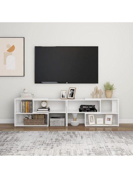 Tv plaukts, 149x30x52 cm, spīdīgi balts, inženierijas koks