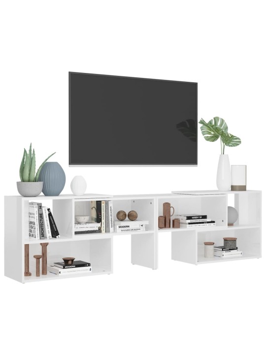 Tv plaukts, 149x30x52 cm, spīdīgi balts, inženierijas koks