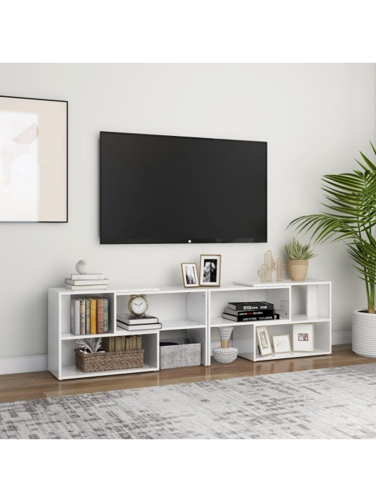 Tv plaukts, 149x30x52 cm, spīdīgi balts, inženierijas koks