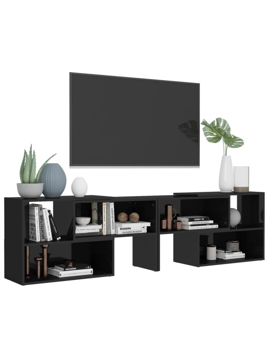 Tv plaukts, 149x30x52 cm, spīdīgi melns, inženierijas koks