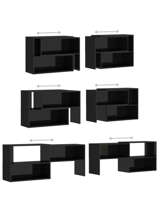 Tv plaukts, 149x30x52 cm, spīdīgi melns, inženierijas koks