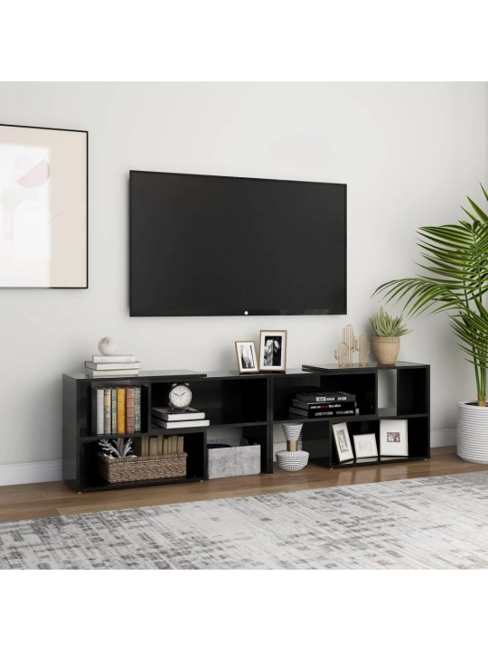 Tv plaukts, 149x30x52 cm, spīdīgi melns, inženierijas koks