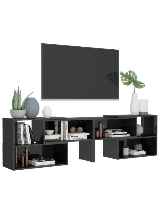 Tv plaukts, 149x30x52 cm, spīdīgi pelēks, inženierijas koks