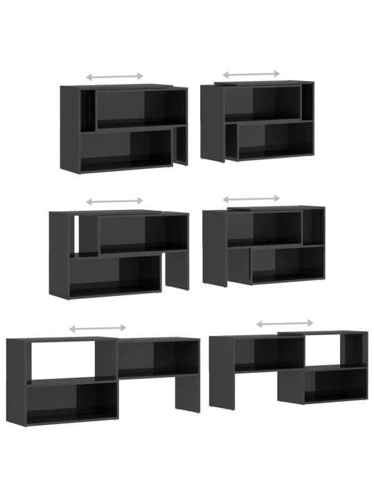 Tv plaukts, 149x30x52 cm, spīdīgi pelēks, inženierijas koks