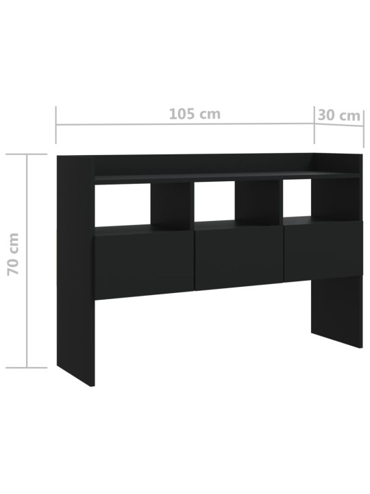 Kumode, melna, 105x30x70 cm, inženierijas koks