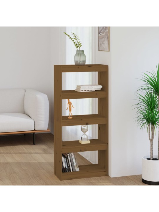Grāmatu plaukts, medus brūns, 60x30x135,5 cm, priedes koks