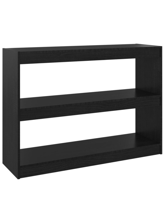 Grāmatu plaukts, melns, 100x30x71,5 cm, priedes koks