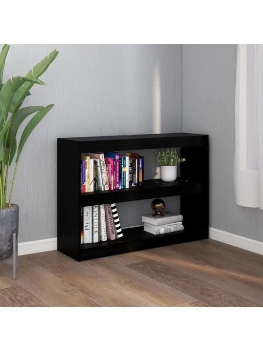 Grāmatu plaukts, melns, 100x30x71,5 cm, priedes koks