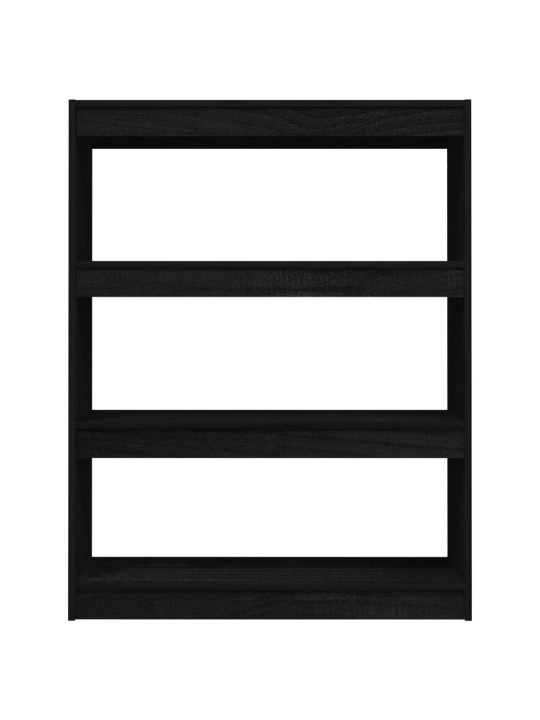 Grāmatu plaukts, melns, 100x30x103 cm, priedes masīvkoks