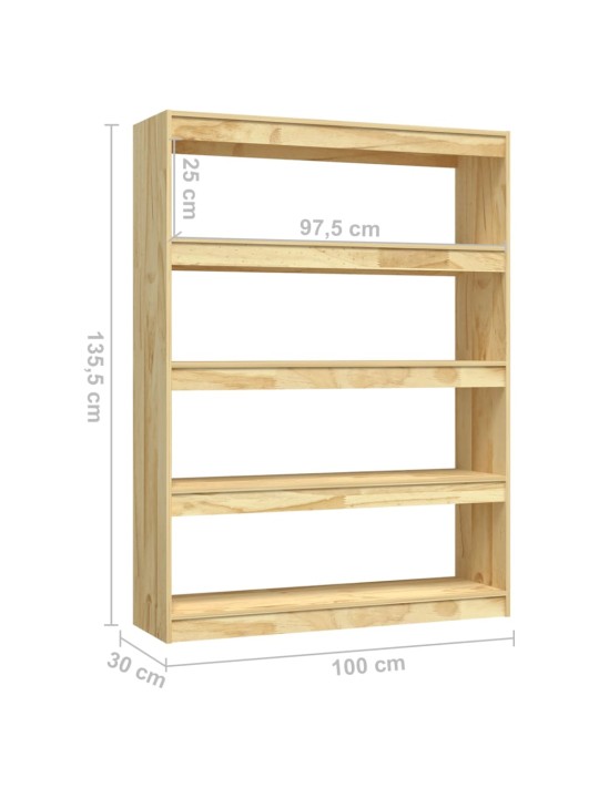 Grāmatu plaukts, 100x30x135,5 cm, priedes masīvkoks
