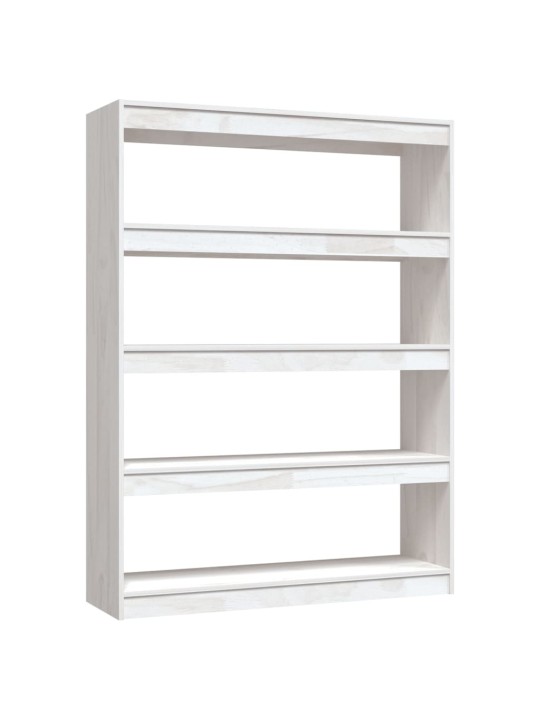 Grāmatu plaukts, balts, 100x30x135,5 cm, priedes masīvkoks
