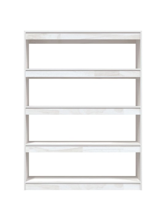 Grāmatu plaukts, balts, 100x30x135,5 cm, priedes masīvkoks