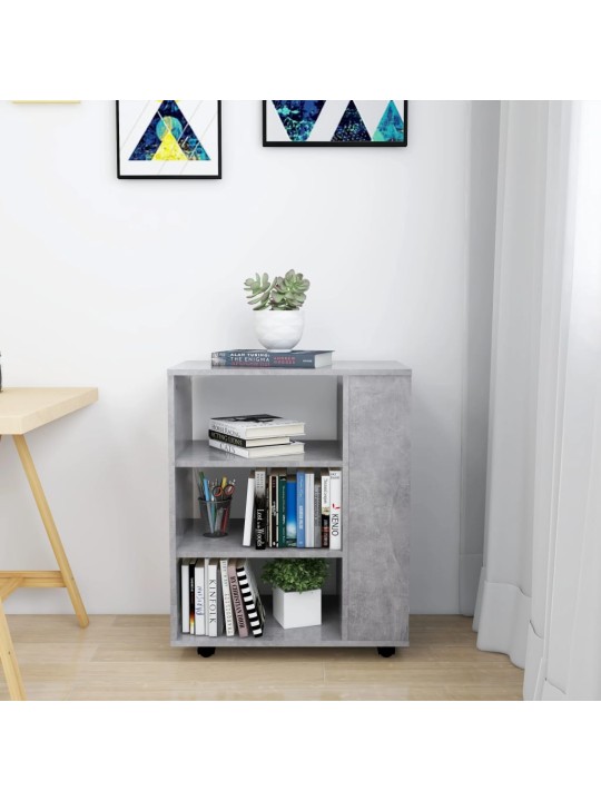 Plaukts ar riteņiem, betona pelēks 60x35x75cm inženierijas koks