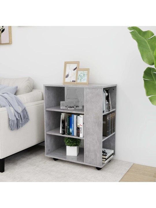 Plaukts ar riteņiem, betona pelēks 60x35x75cm inženierijas koks