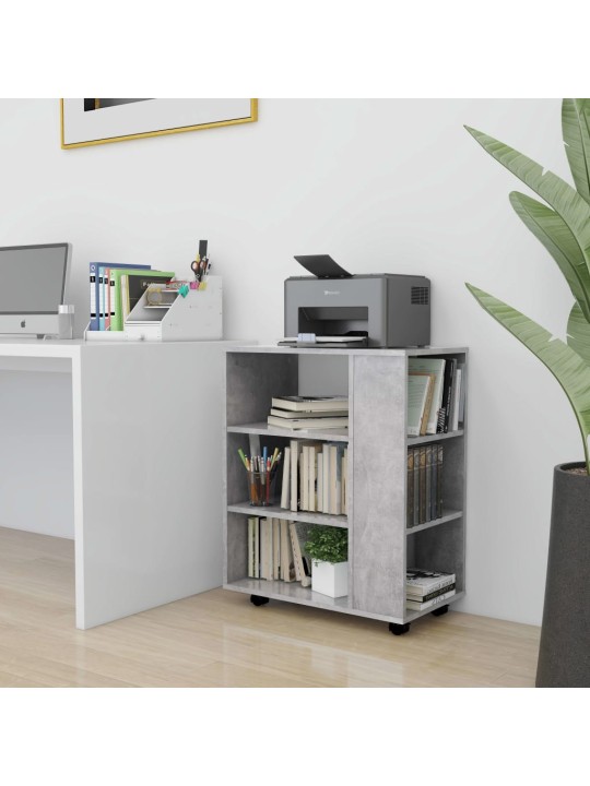 Plaukts ar riteņiem, betona pelēks 60x35x75cm inženierijas koks