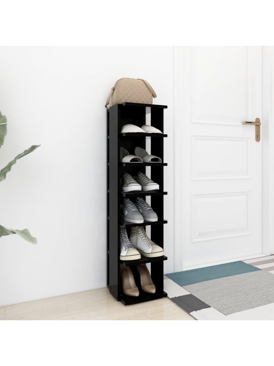 Apavu plaukts, melns, 27,5x27x102 cm, inženierijas koks