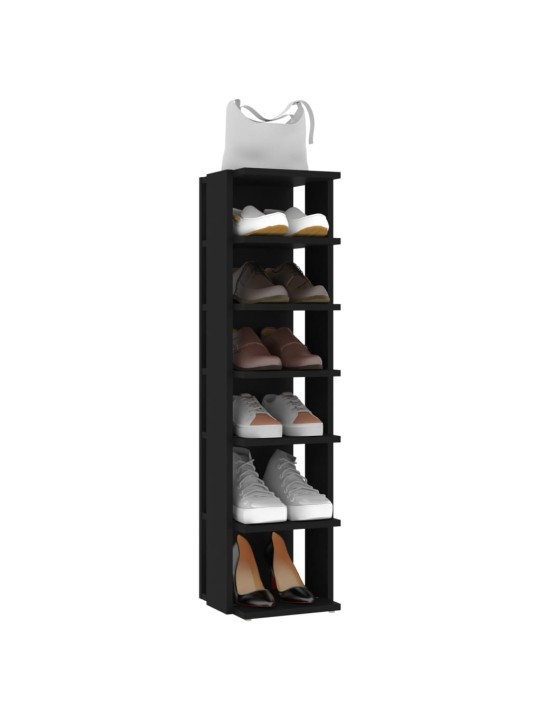 Apavu plaukts, melns, 27,5x27x102 cm, inženierijas koks