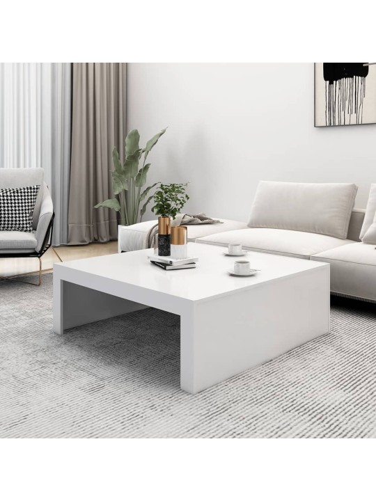 Kafijas galdiņš, 100x100x35 cm, balts, inženierijas koks