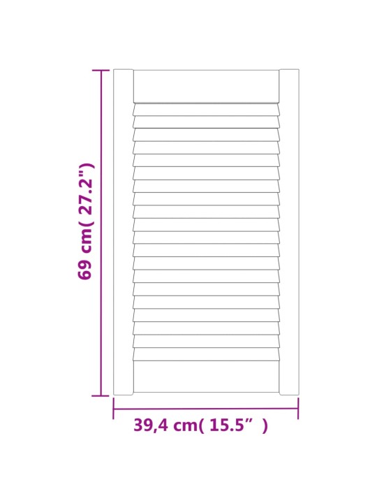 Skapja durvis, žalūziju dizains, 2 gab., 69x39,4 cm, priede