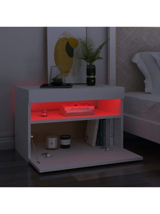 Naktsskapītis ar led, 60x35x40 cm, balts, inženierijas koks