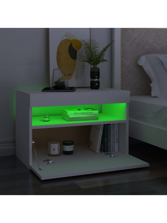 Naktsskapītis ar led, 60x35x40 cm, balts, inženierijas koks