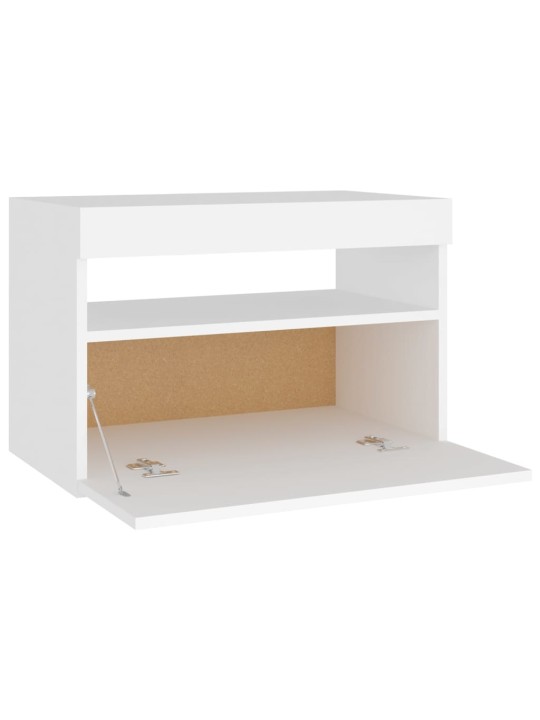 Naktsskapītis ar led, 60x35x40 cm, balts, inženierijas koks