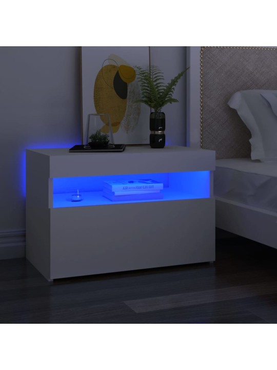 Naktsskapītis ar led, 60x35x40 cm, balts, inženierijas koks