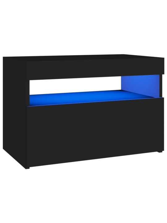 Naktsskapītis ar led, 60x35x40 cm, melns, inženierijas koks