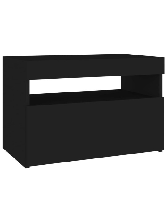 Naktsskapītis ar led, 60x35x40 cm, melns, inženierijas koks