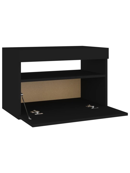 Naktsskapītis ar led, 60x35x40 cm, melns, inženierijas koks